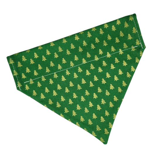 Gold Christmas Trees Dog Bandana