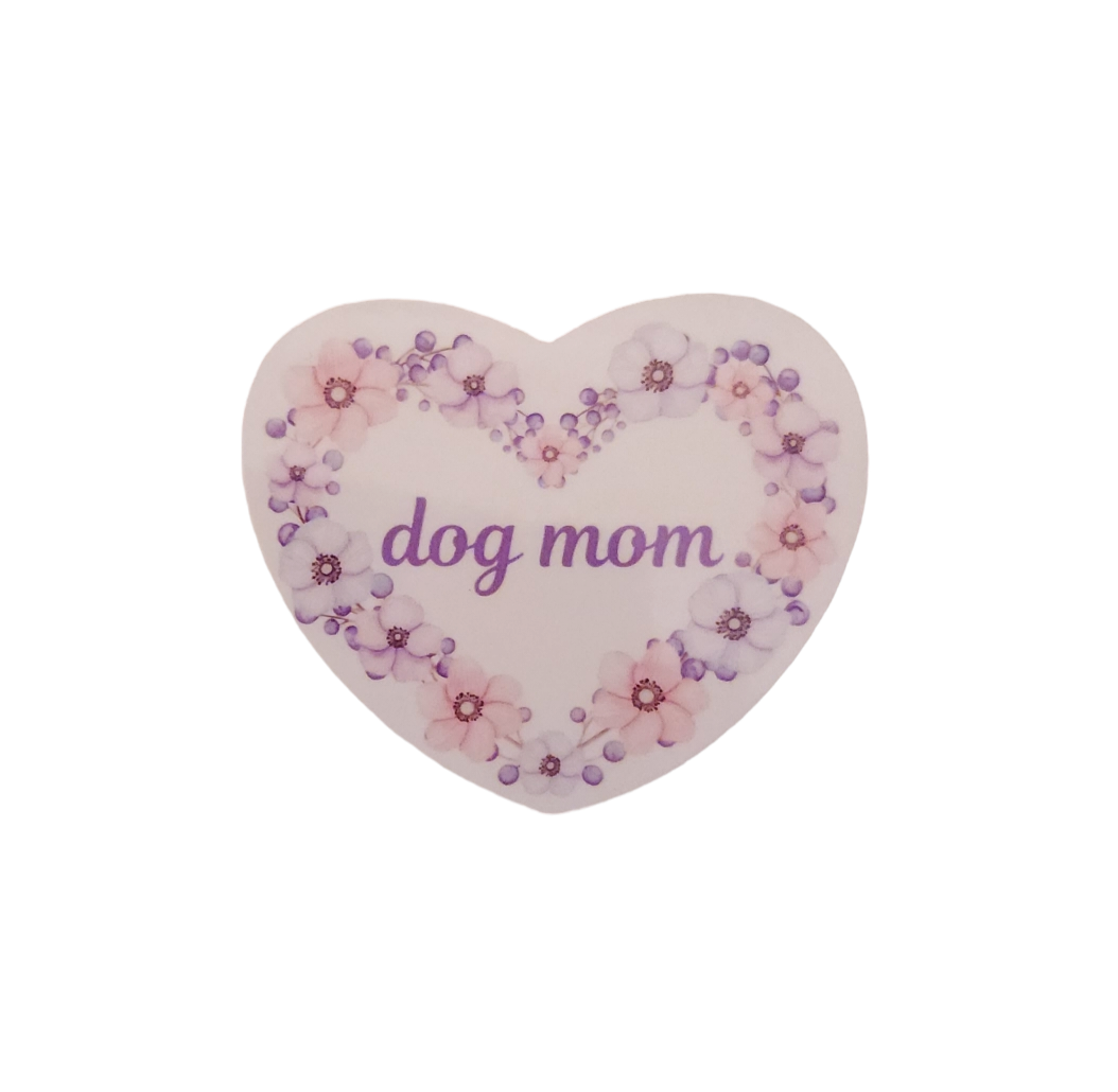 Floral Heart Dog Mom Sticker