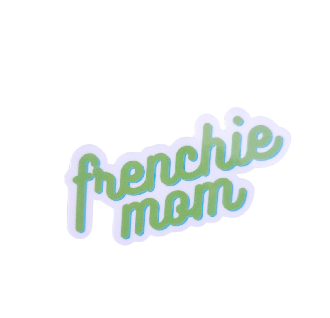 Green Frenchie Mom Word Sticker