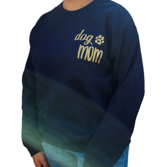 Glitter Dog Mom Navy Crewneck